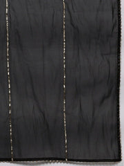 Women Black Gotta Patti Chanderi Cotton Kurta with Trousers & With Dupatta - Inddus.com