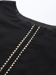 Women Black Gotta Patti Chanderi Cotton Kurta with Trousers & With Dupatta - Inddus.com