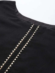 Women Black Gotta Patti Chanderi Cotton Kurta with Trousers & With Dupatta - Inddus.com