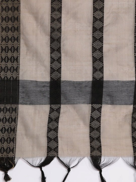 Women Black Pleated Kurta with Trousers & With Dupatta - Inddus.com