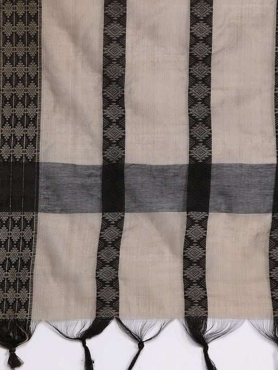 Women Black Pleated Kurta with Trousers & With Dupatta - Inddus.com