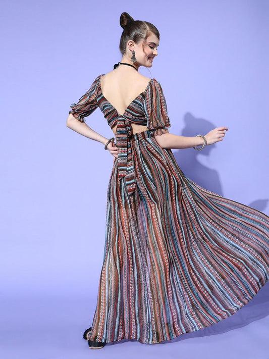 Women Black Printed Top with Skirt - Inddus.com