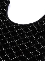 Women Black Sequinned Velvet Stretchable Blouse - Inddus.com