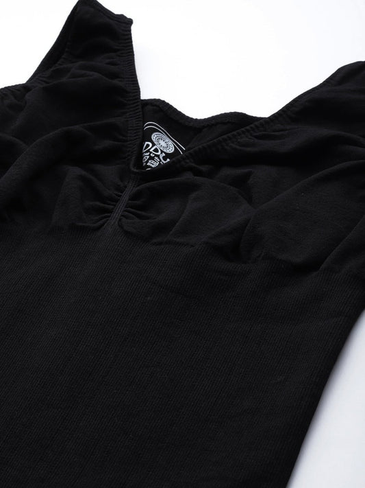 WOMEN BLACK SOLID CAMISOLE BODYSUIT SHAPEWEAR - Inddus.com