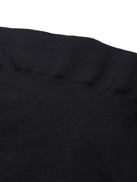 Women Black Solid High Compressed Seamless Instant Slimming Saree Shapewear - Inddus.com