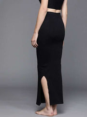 Women Black Solid High Compressed Seamless Instant Slimming Saree Shapewear - Inddus.com