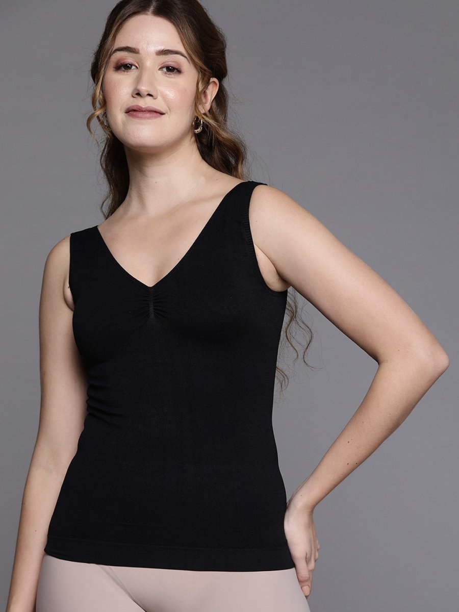 WOMEN BLACK SOLID SLIMMING CAMISOLE SHAPEWEAR - Inddus.com