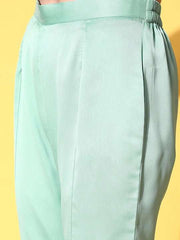 Women Blue Embroidered Sequinned Kurta with Trousers & With Dupatta - Inddus.com