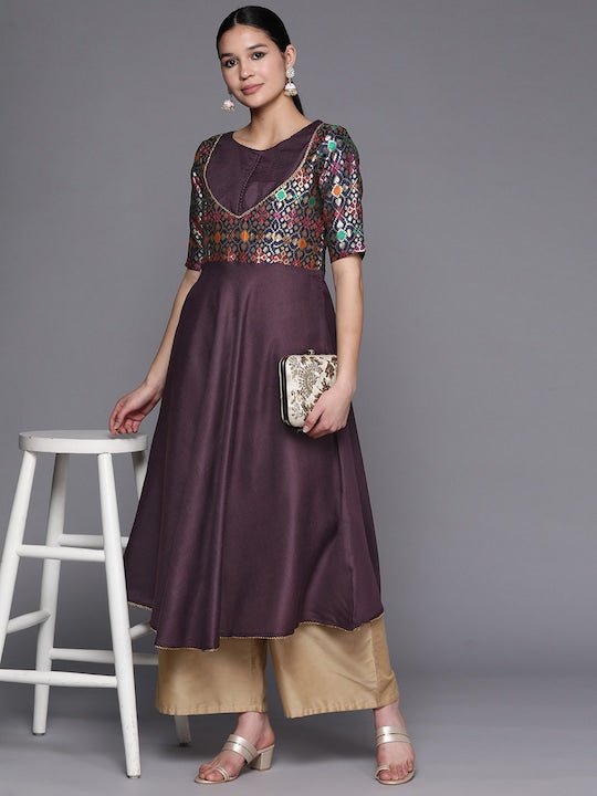 Women Brocade Anarkali Kurta - Inddus.com
