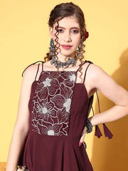 Women Brown Floral Gown for Days - Inddus.com
