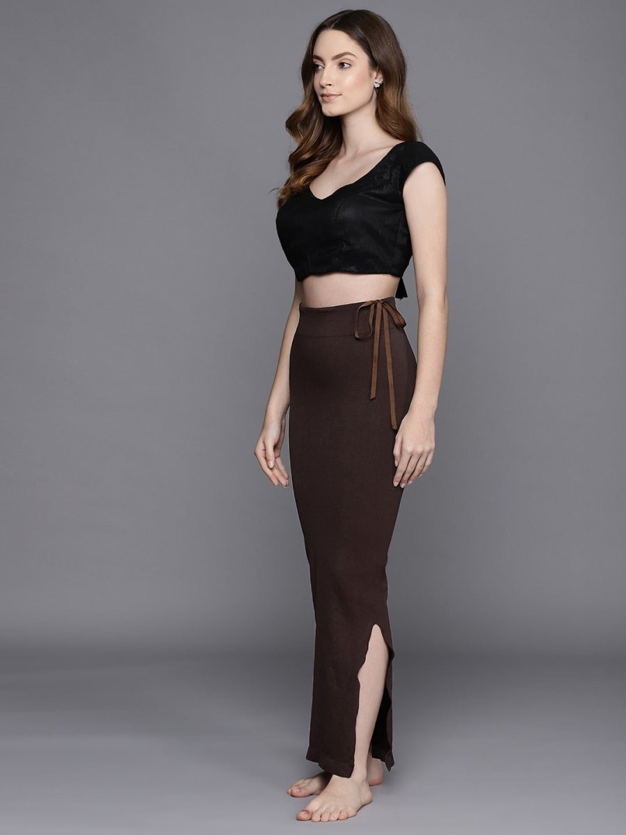 WOMEN BROWN SOLID SAREE SHAPEWEAR - Inddus.com