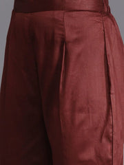 Women Brown & White Bandhani Printed Angrakha Kurta with Trousers - Inddus.com