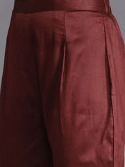 Women Brown & White Bandhani Printed Angrakha Kurta with Trousers - Inddus.com