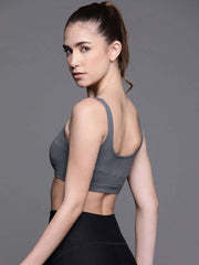 WOMEN CHARCOAL GREY LOW IMPACT SPORTS BRA - Inddus.com
