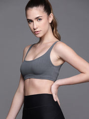 WOMEN CHARCOAL GREY LOW IMPACT SPORTS BRA - Inddus.com