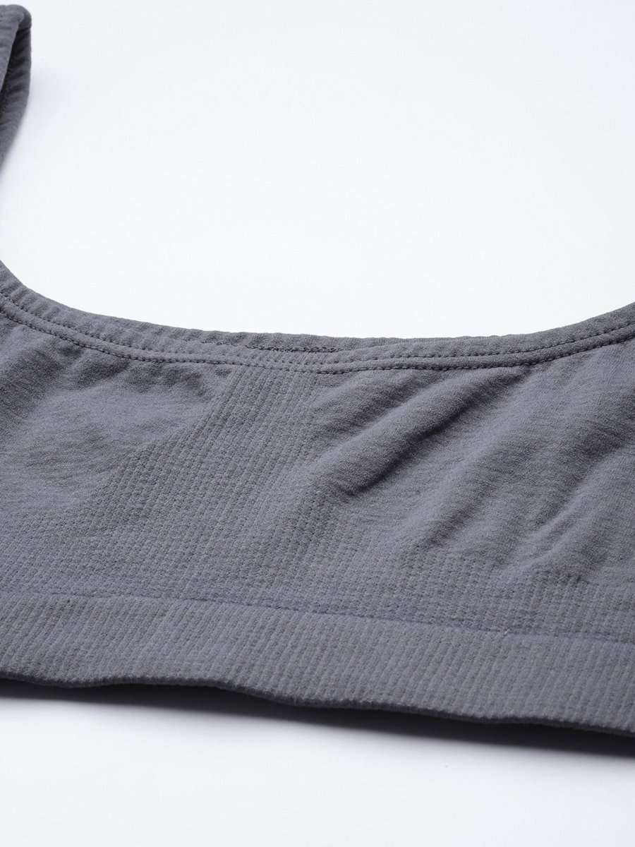 WOMEN CHARCOAL GREY LOW IMPACT SPORTS BRA - Inddus.com