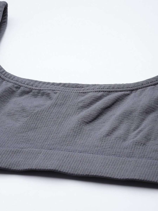 WOMEN CHARCOAL GREY LOW IMPACT SPORTS BRA - Inddus.com