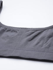 WOMEN CHARCOAL GREY LOW IMPACT SPORTS BRA - Inddus.com