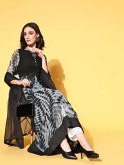 Women Classic Black Georgette Tie & Dye 2.0 Kurta - Inddus.com