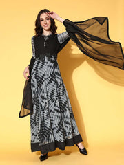 Women Classic Black Georgette Tie & Dye 2.0 Kurta - Inddus.com