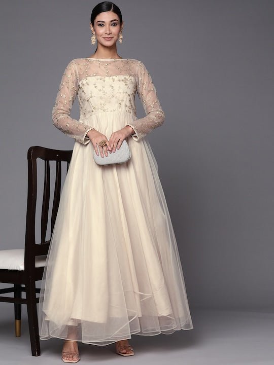 Net best sale neck dress