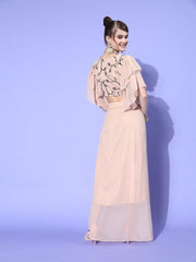 Women Cream Embellished Top with Solid Skirt - Inddus.com