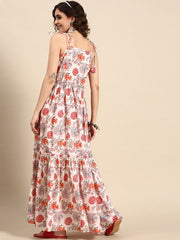 Women Digital Printed Fit and Flare Maxi Dress - Inddus.com