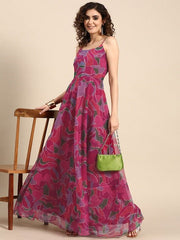 Women Digital Printed Flared Maxi Dress - Inddus.com