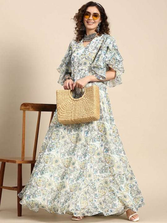 Women Digital Printed Maxi Dress - Inddus.com
