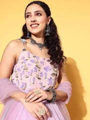 Women Elegant Lavender Chiffon All in the Details Kurta - Inddus.com