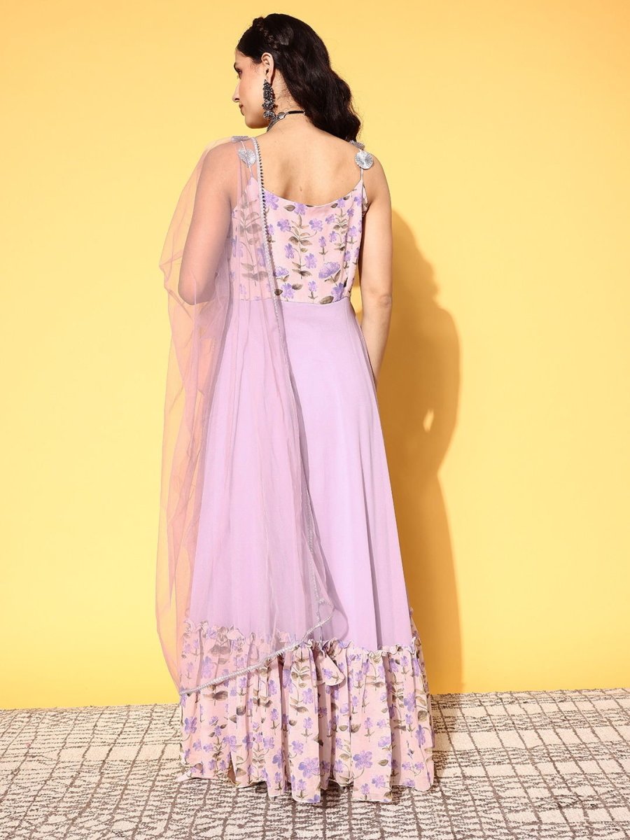 Women Elegant Lavender Chiffon All in the Details Kurta - Inddus.com