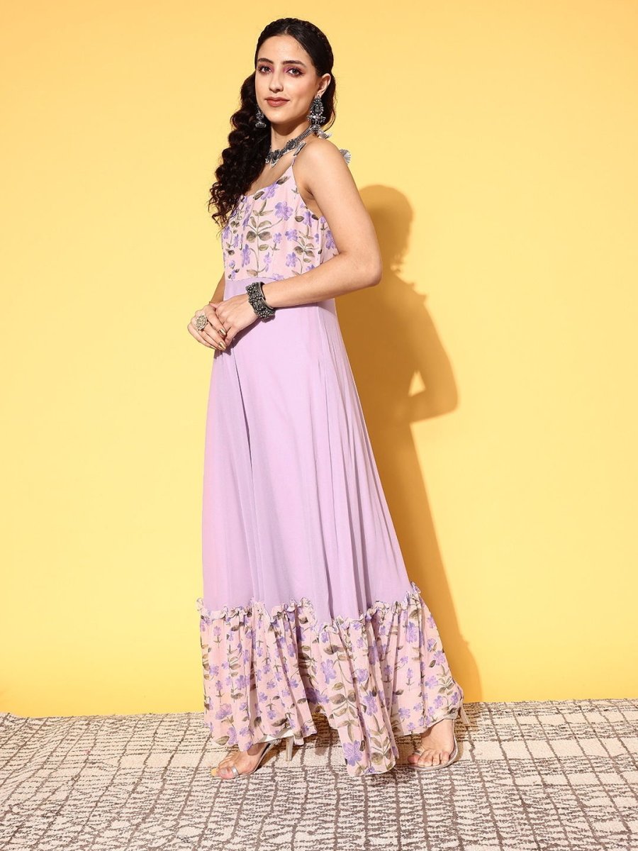 Women Elegant Lavender Chiffon All in the Details Kurta - Inddus.com