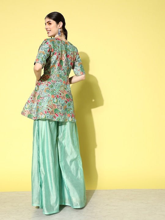 Women Embroidered Kurta with Palazzos - Inddus.com