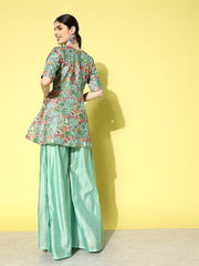 Women Embroidered Kurta with Palazzos - Inddus.com