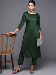 Women Embroidered Sequinned Kurta With Trousers - Inddus.com