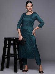 Women Embroidered Sequinned Kurta With Trousers - Inddus.com