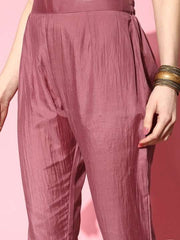 Women Embroidered Thread Work Kurta with Trousers - Inddus.com
