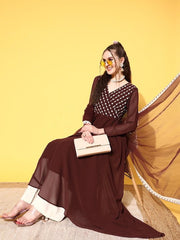 Women Ethnic Motifs Embroidered Georgette Kurta With Dupatta - Inddus.com