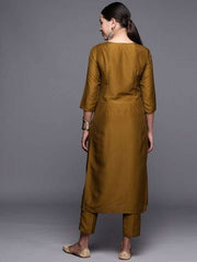 Women Ethnic Motifs Embroidered Kurta With Trousers - Inddus.com