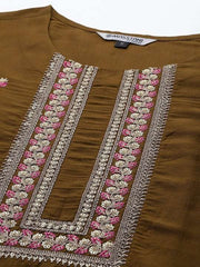 Women Ethnic Motifs Embroidered Kurta With Trousers - Inddus.com