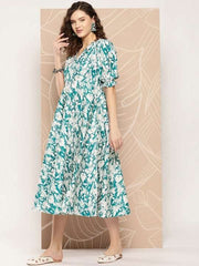 Women Ethnic Motifs Printed A-Line Midi Dress - Inddus.com