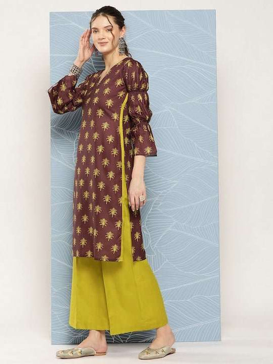 Women Ethnic Motifs Printed Kurta with Palazzos - Inddus.com