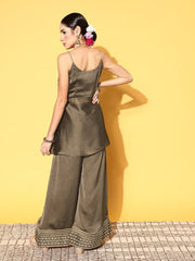 Women Ethnic Motifs Silk Blend Ethereal Embroidery Kurta Set - Inddus.com