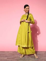 Women Ethnic Motifs Silk Blend Ethereal Embroidery Kurta Set - Inddus.com