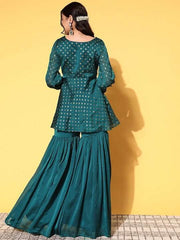 Women Ethnic Motifs Silk Blend Fluid Tie-Up Kurta Set - Inddus.com