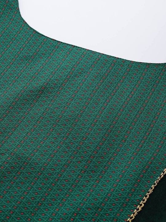 Women Ethnic Motifs Yoke Design Straight Kurta with Trousers & With Dupatta - Inddus.com