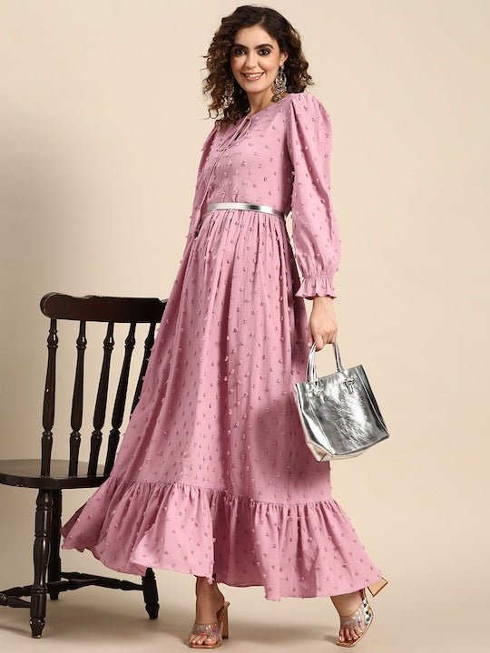 Women Fit and Flare Tiered Dress - Inddus.com