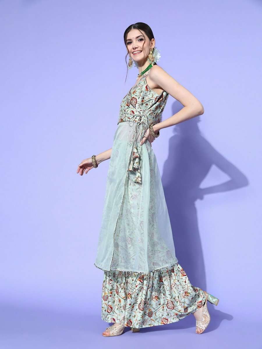 Women Floral Cotton Blend Print Parade Kurta Set - Inddus.com