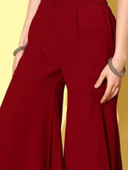 Women Floral Embroidered Regular Sequinned Kurta with Palazzos - Inddus.com