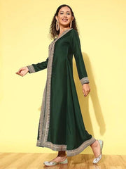 Women Floral Embroidered Sequined A-Line Ethnic Dress - Inddus.com